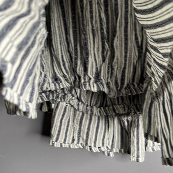 Angie Blue and White Striped Ruffled Off Shoulder Crop Top Size Small - Picture 4 of 8